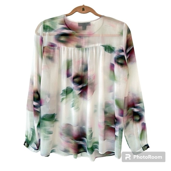 Karen Kane WatercolorFloral Print Georgette Tunic Blouse Size Small - Picture 5 of 11